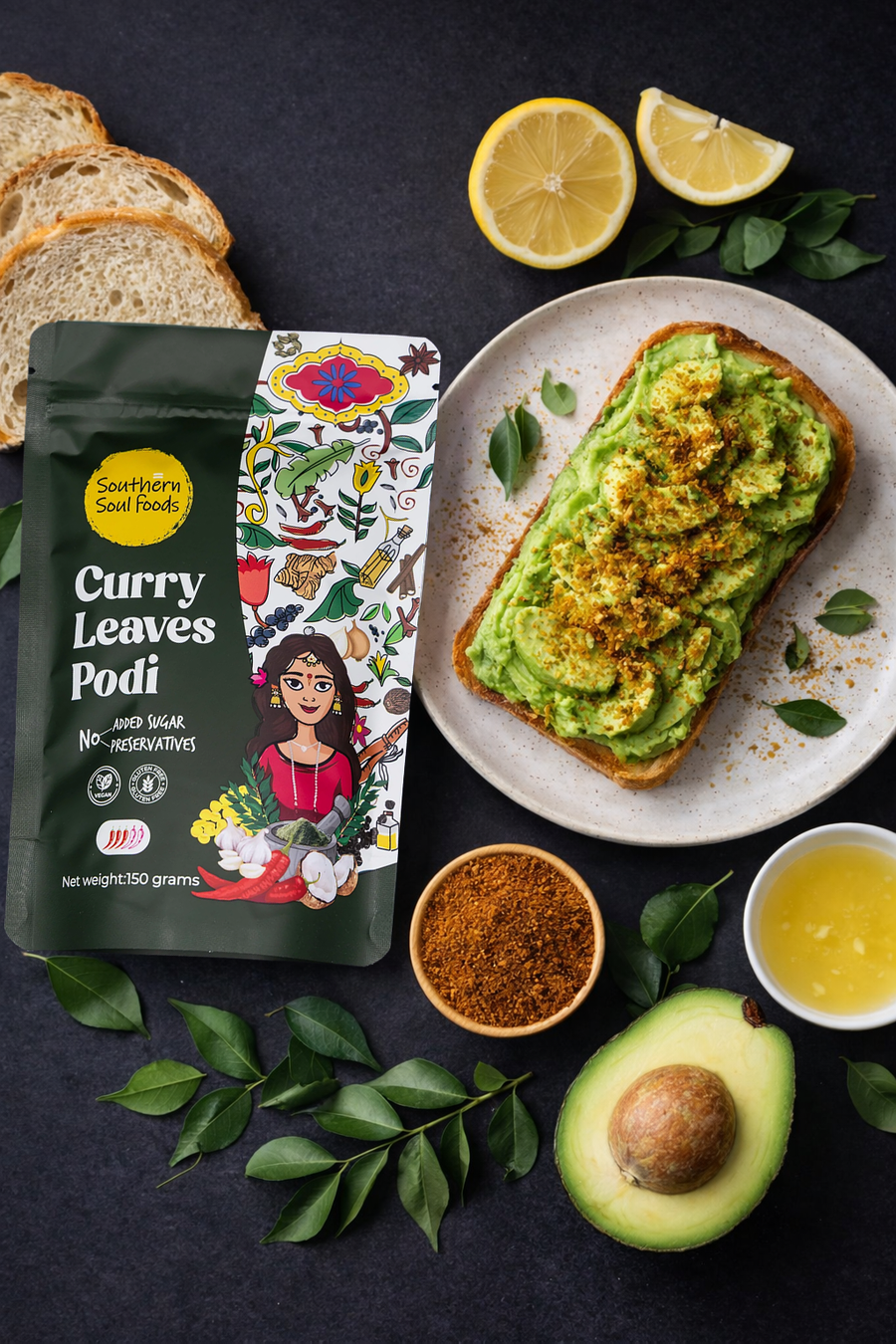 Curry Leaves Podi Avocado Toast