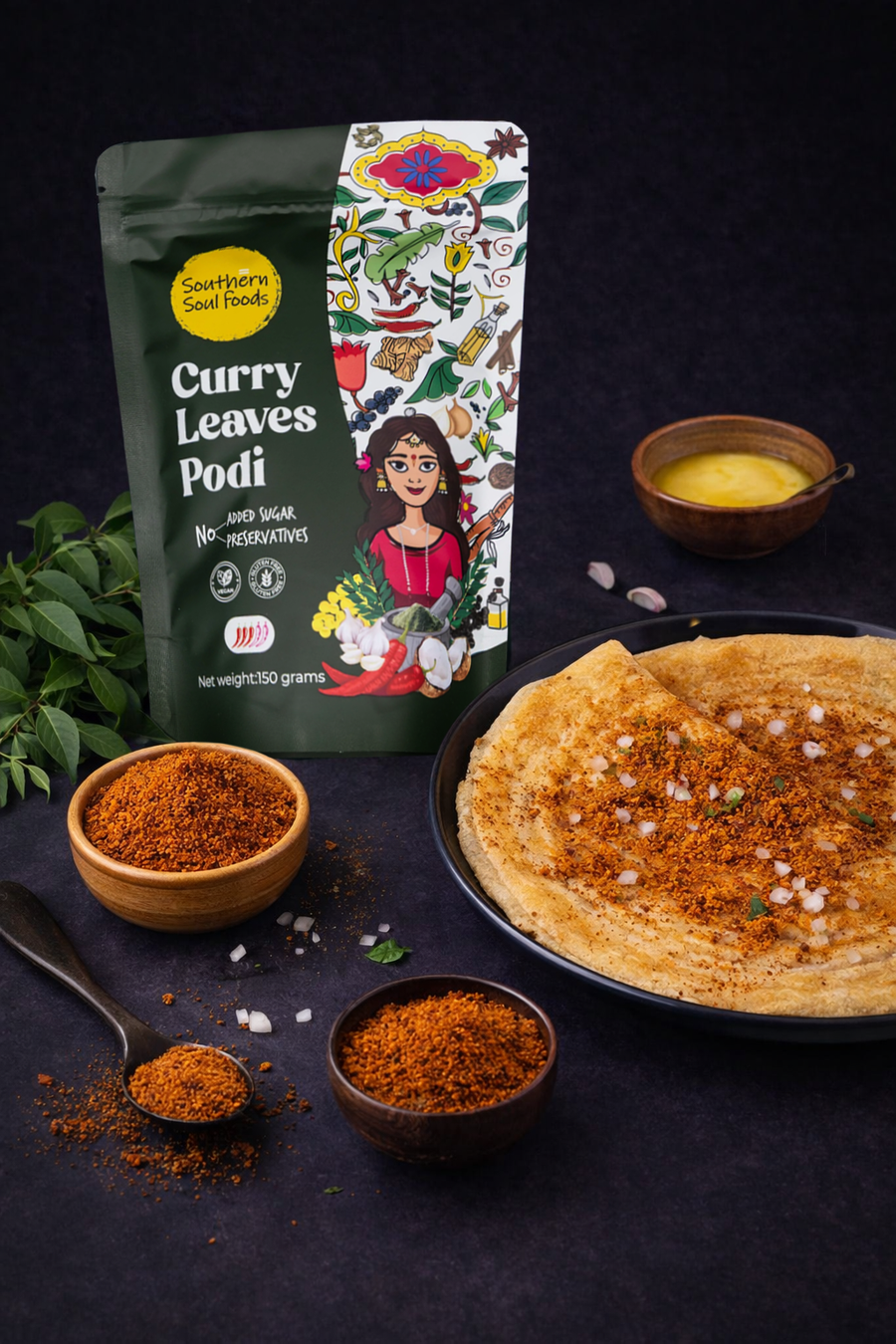 Curry Leaves Podi Dosa