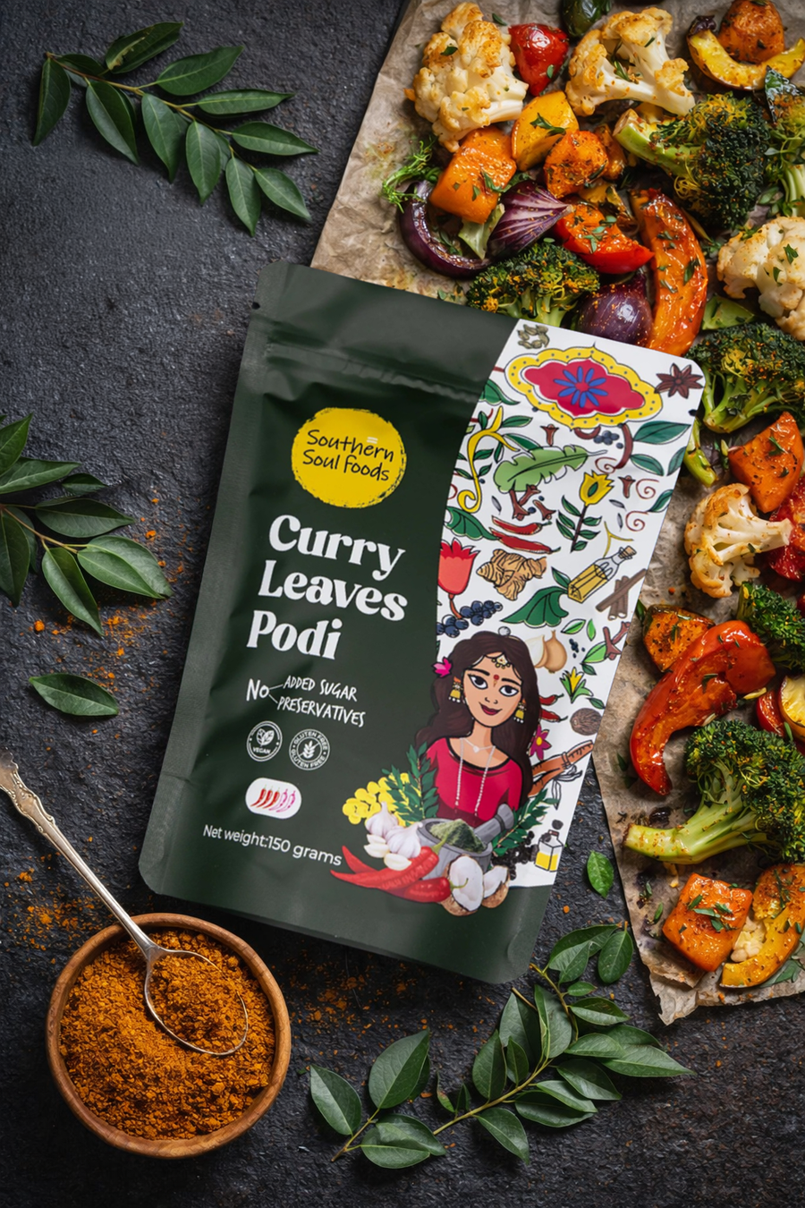 Curry Leaves Podi Roasted Vegetables