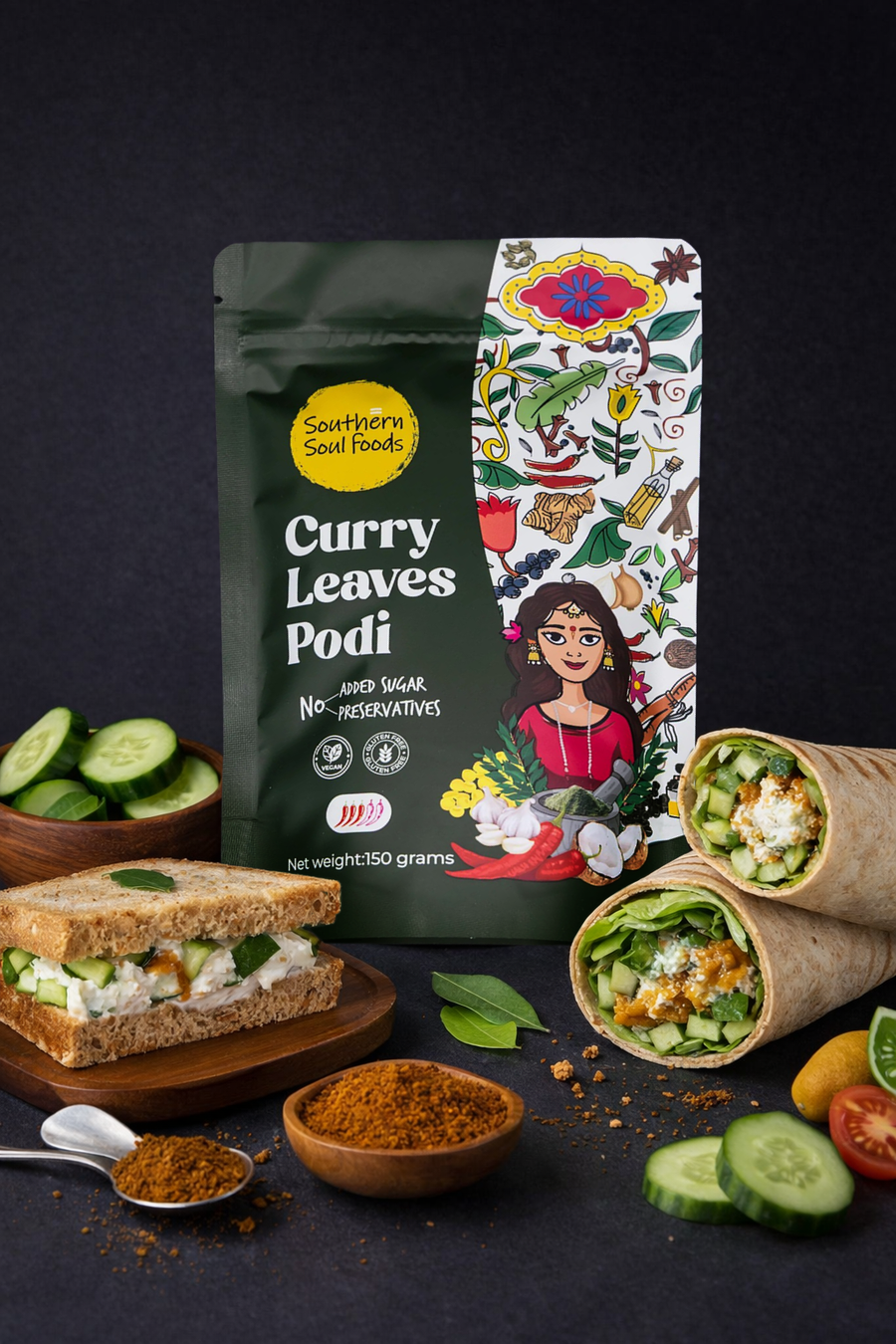 Curry Leaves Podi Sandwich / Wrap