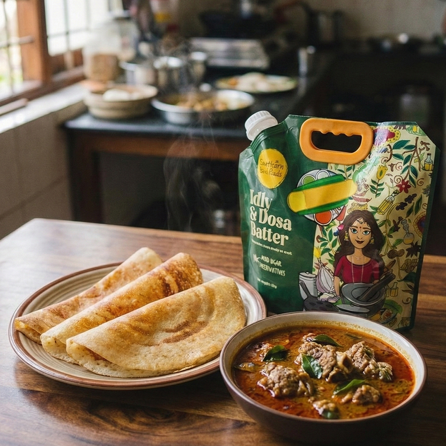 Dosa with Mutton Kulambu