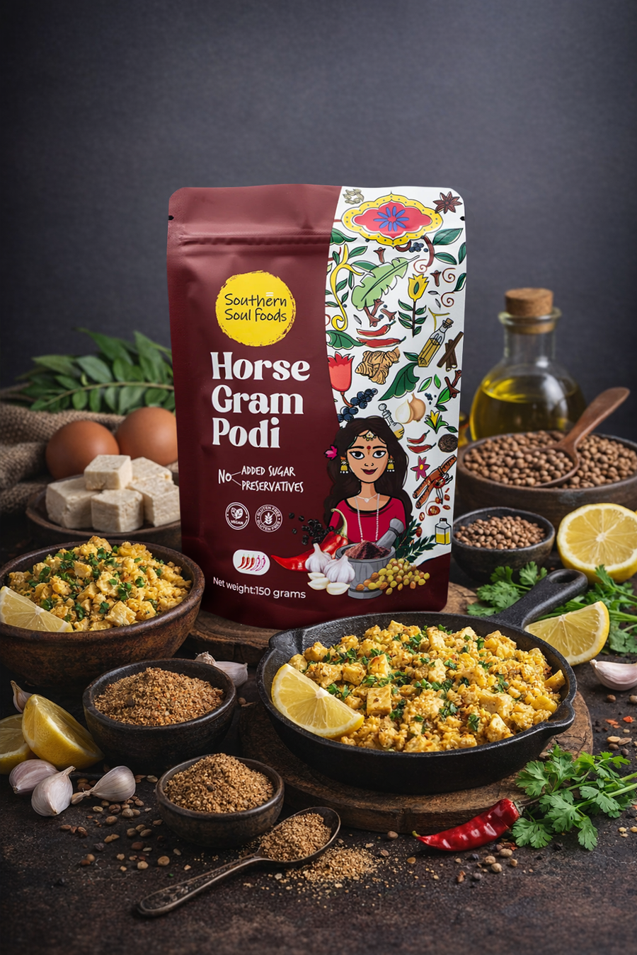Horsegram Podi Egg / Tofu Scramble