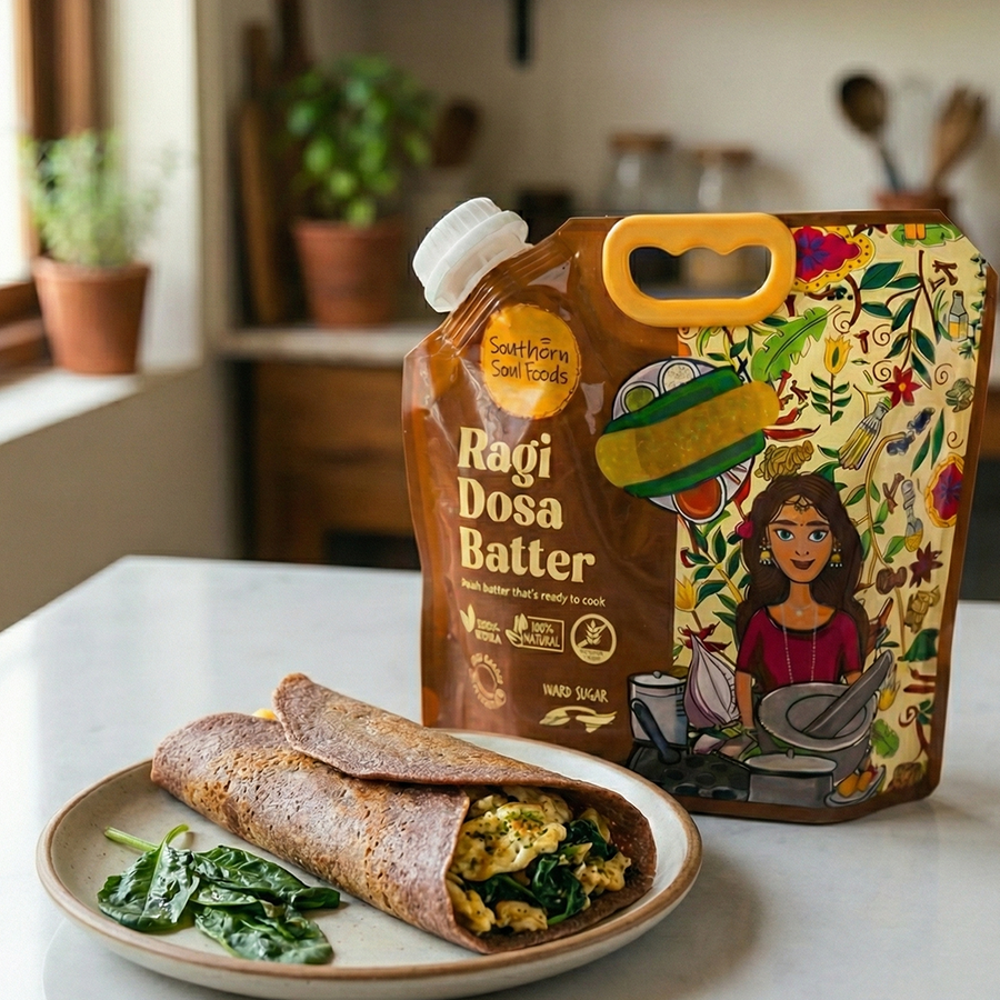 Ragi Dosa Wrap with Egg & Spinach