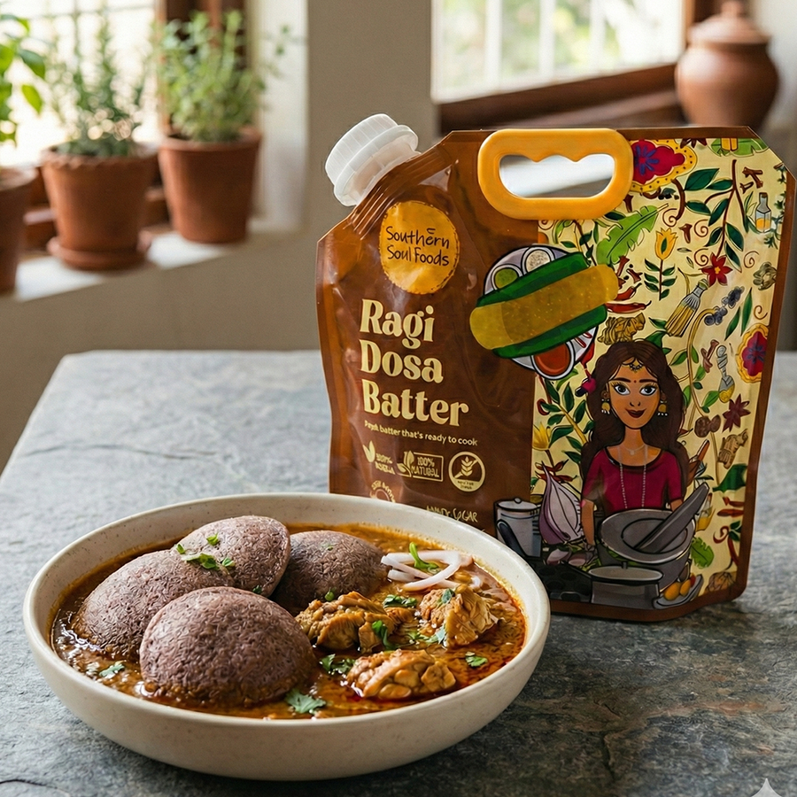 Ragi Idly Bowl with Chicken Curry