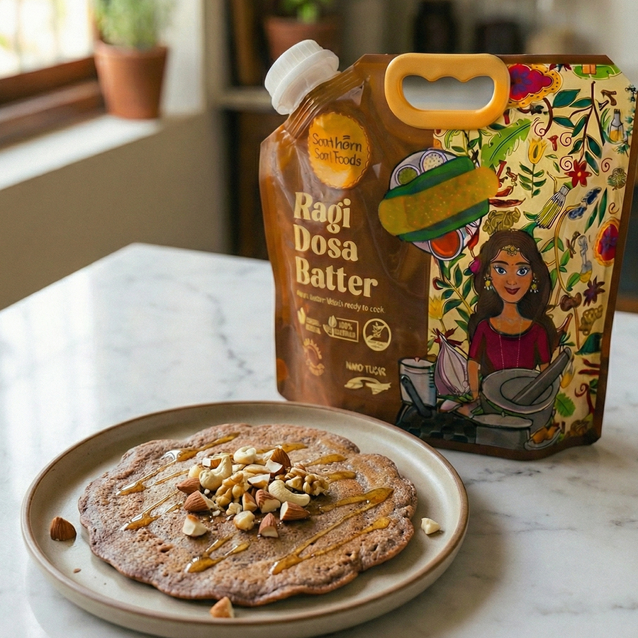 Ragi Pancake with Honey & Nuts (Sweet)